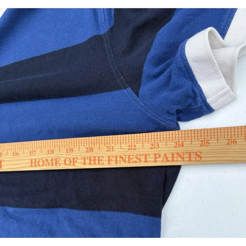 Banana Republic Polo Shirt Men’s XL Blue Rugby Stripe Short Sleeve